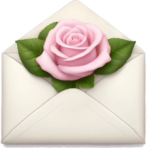 White envelope with light pink rose emoji