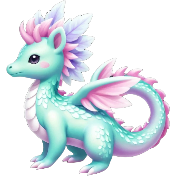 Shiny Sparkly beautiful gorgeous ethereal Scaley Exotic Shaymin-Aurorus-Dragonair-Fakémon-hybrid-creature (full body) emoji