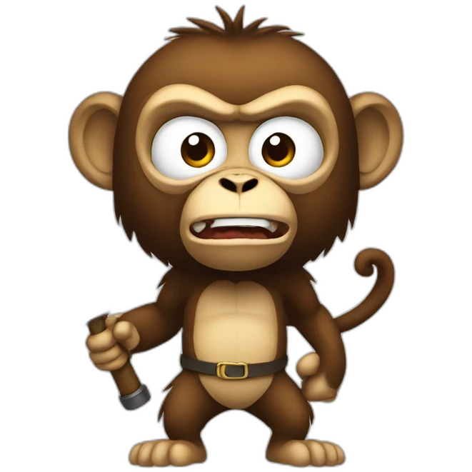 Angry Monkey with a weapon emoji