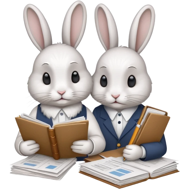 two rabbits working on research emoji