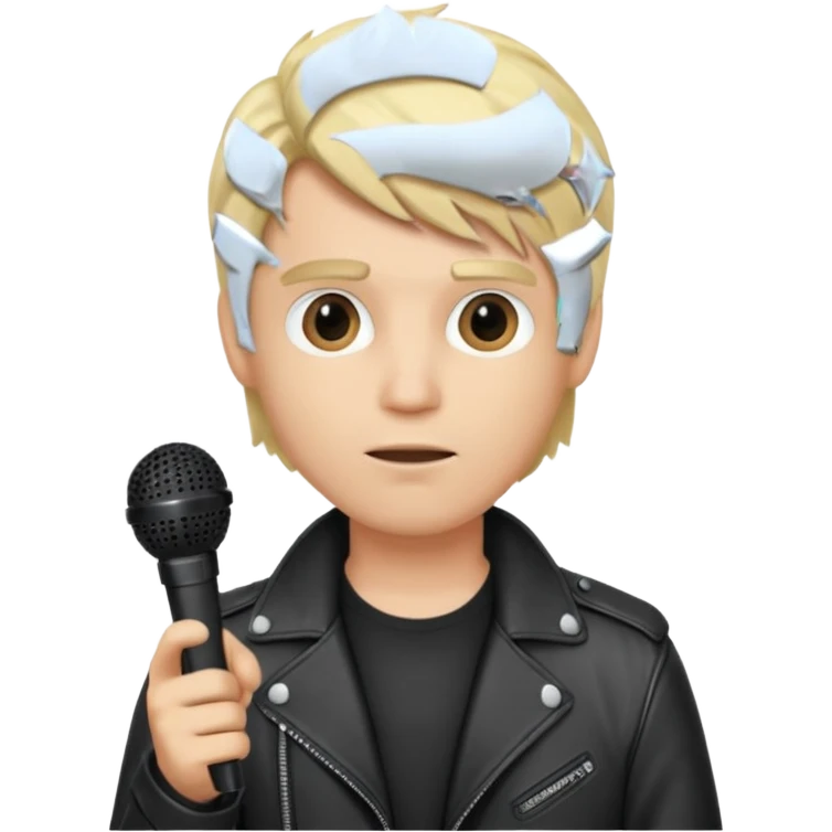 lether jacket  blonde man holding microphone emoji