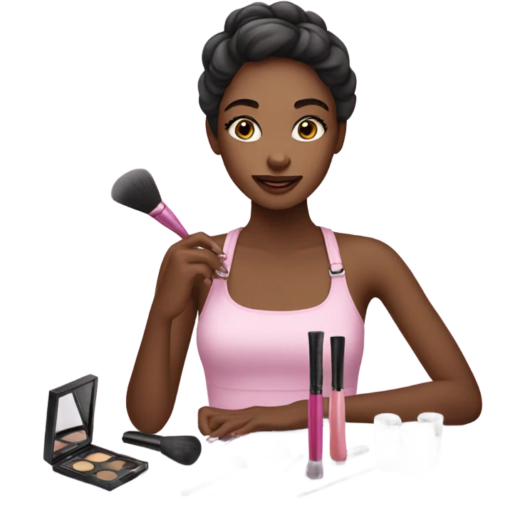 Makeup kit and a girl whit emoji