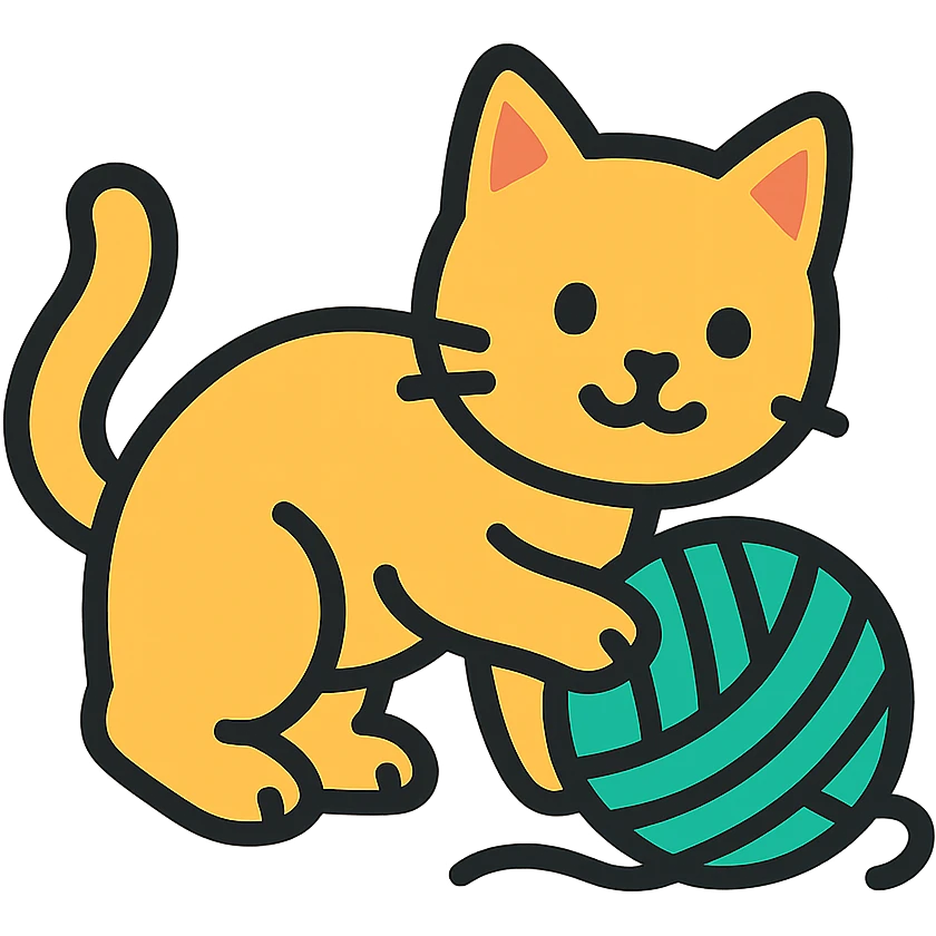 A cat playing with a ball of yarn emoji