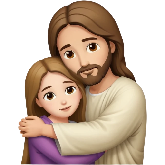 Jesus hugs a girl emoji