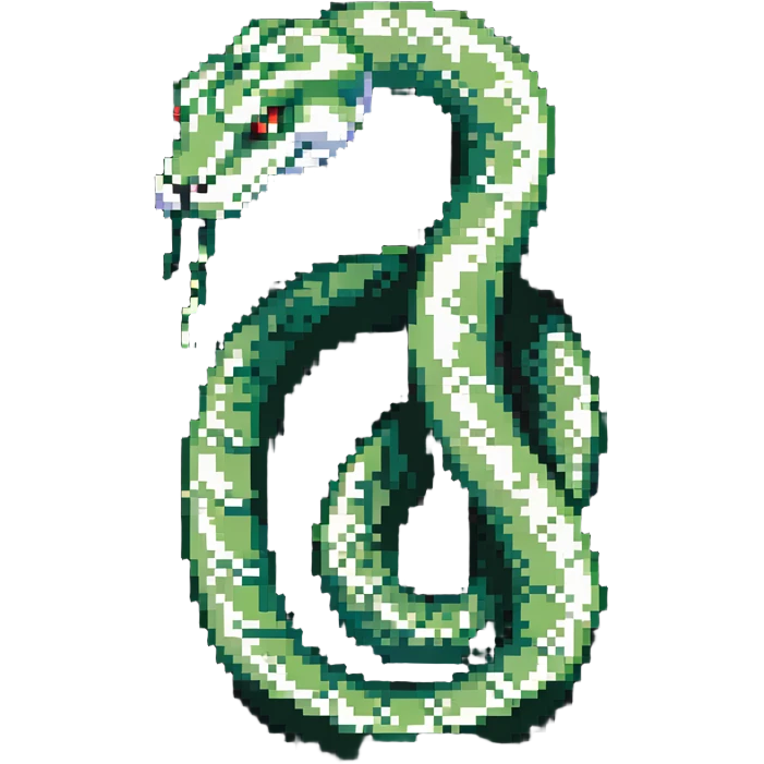 Retro gaming style Python logo with an 8-bit snake and Python text emoji