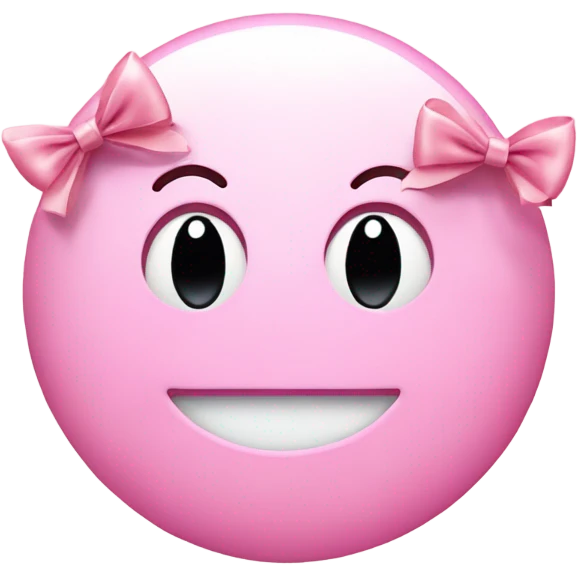 Light pink smiley with two little bows and eyelashes  emoji