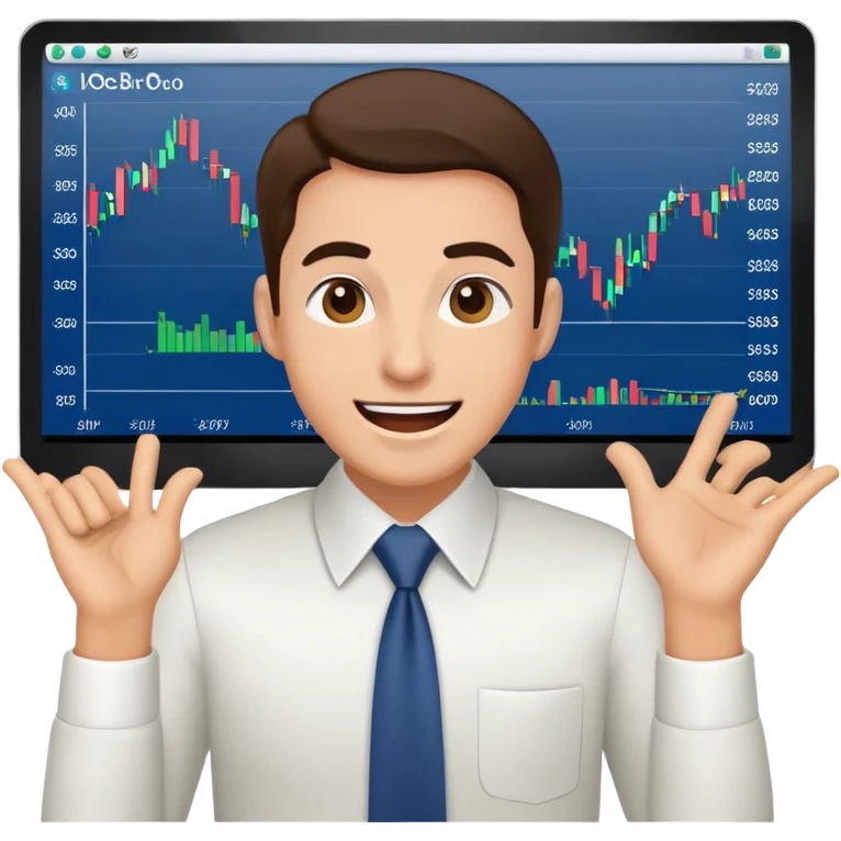 risky stock trader with excited expression, color #0BD794 emoji