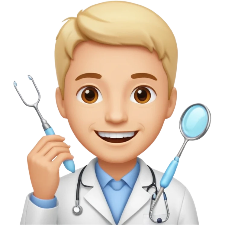 dentist, white coat, cheerful emoji