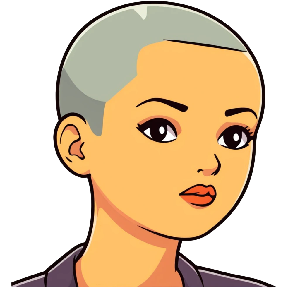 confident woman with buzz cut emoji