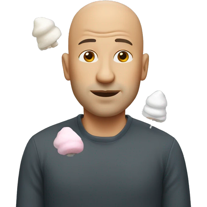 Bald man with marshmallow on head  emoji