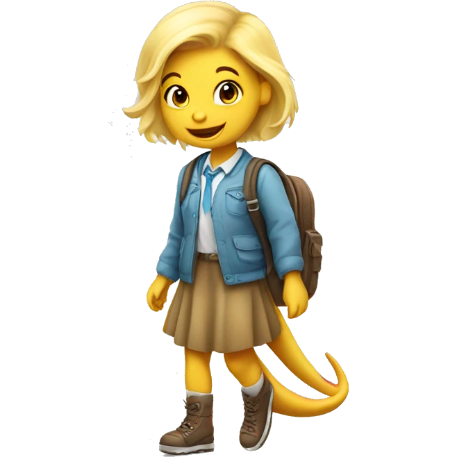 Cute blonde dinosaur going to school emoji