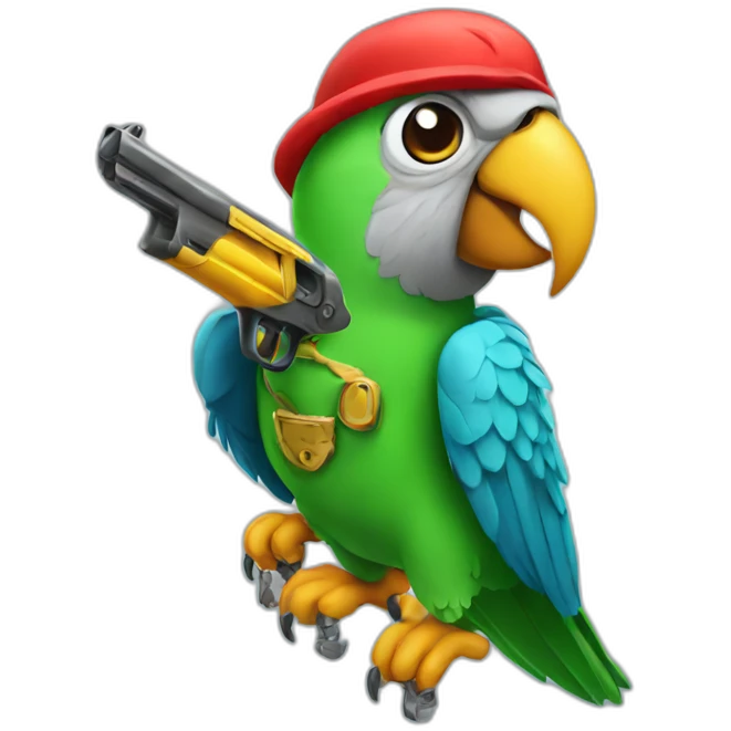parrot with gun emoji