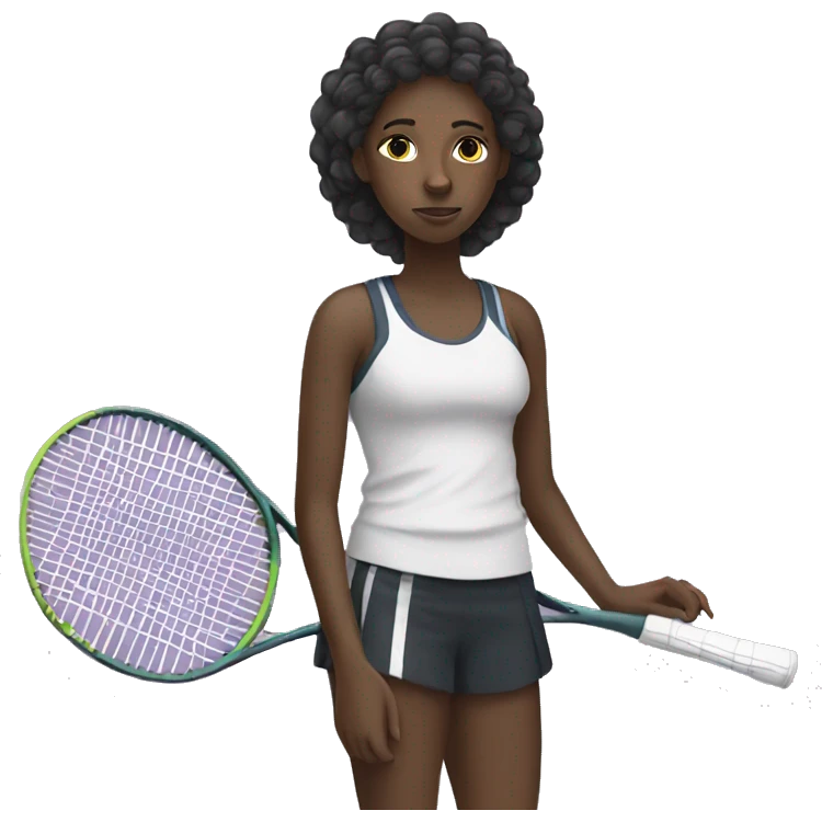 a sleeping emoji of a black girl who has a tennis raquet and netball emoji