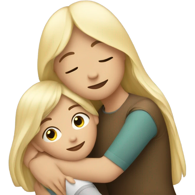 brunette girl hugs blonde  emoji