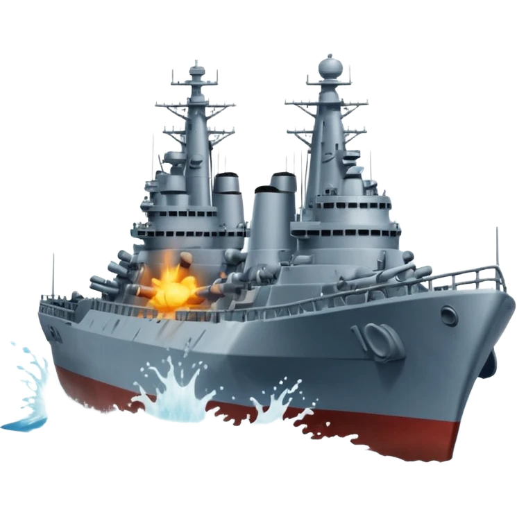 two battleships in a collision, water splashing, animated faces emoji