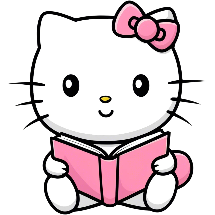 Pink Hello kitty reading books  emoji