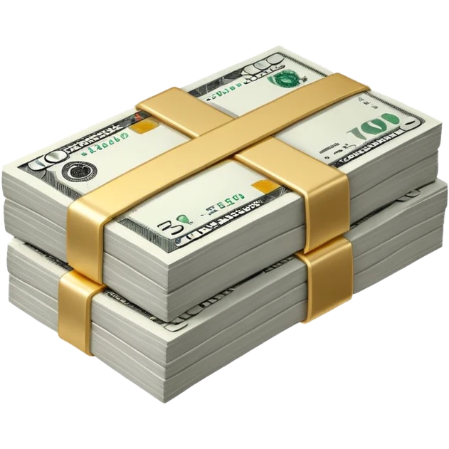 Metallic black-and-white money pack emoji, simple geometric stack of bills,minimal style
 emoji