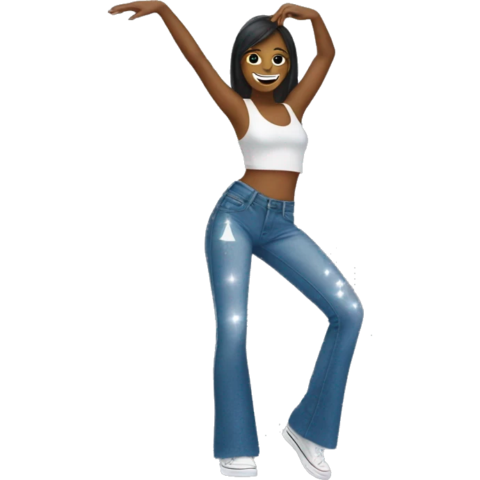 Dancer with sparkles and low rise flare jeans emoji