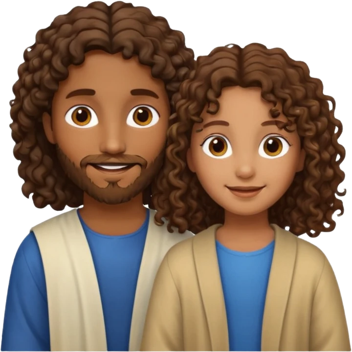Jesus y una niña morena y crespa  emoji