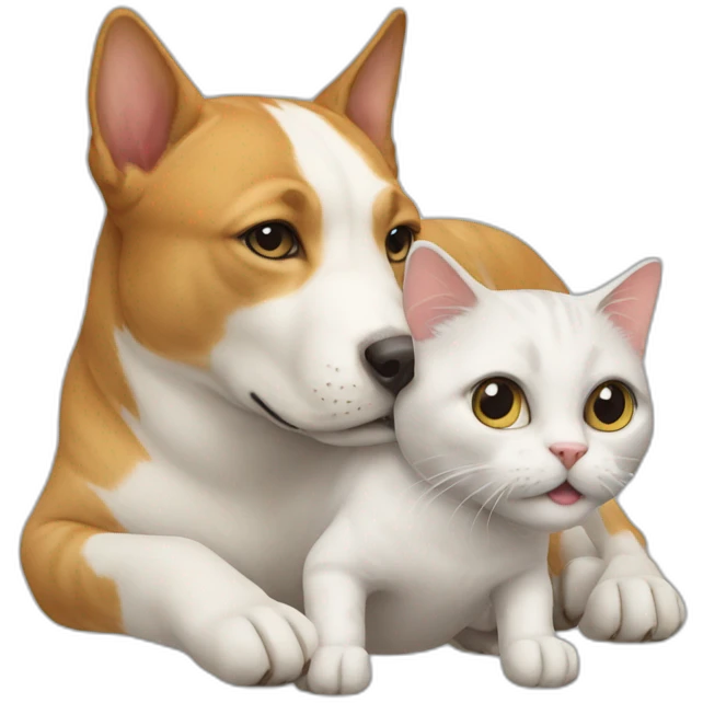 cat on dog emoji