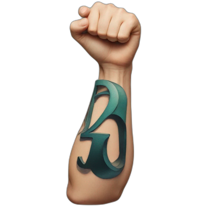 Arm flexing with letter alpha tattoo emoji