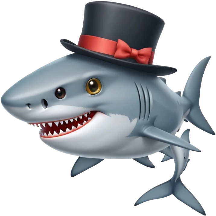 Shark with a top hat emoji