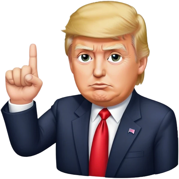 Donald  Trump shows one finger photorealistic  emoji