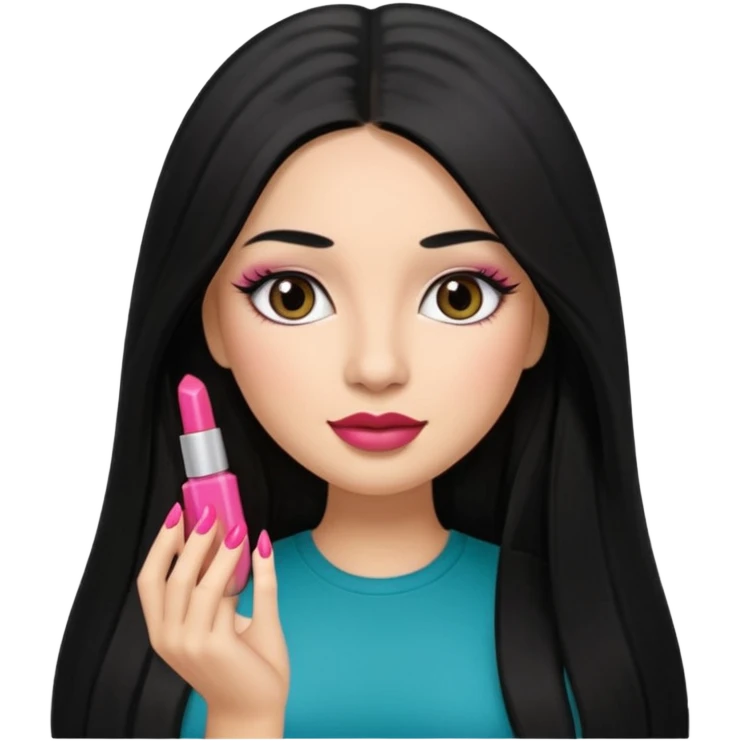 latina girl with straight long hair thats black memoji with nail no lipstick thats a baddie with lashes emoji