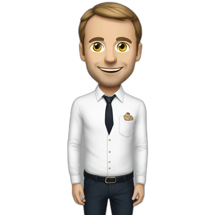 Macron with cat shirt emoji