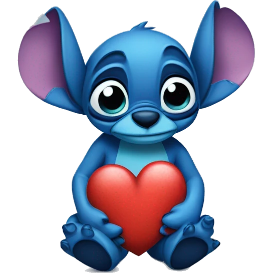 Sad stitch holding breaking heart emoji