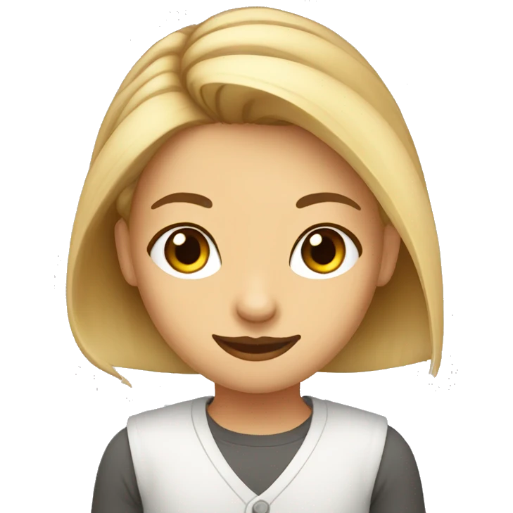 A bun, blond, brown eyes , web developer  emoji