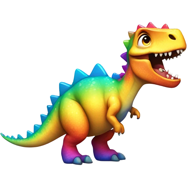 Rainbow dinosaur crying emoji