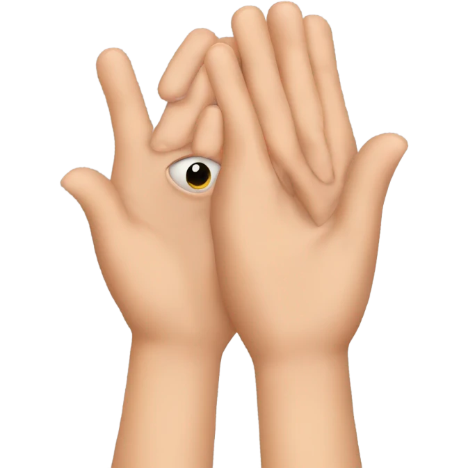 hands covering face eye peeking between finger emoji