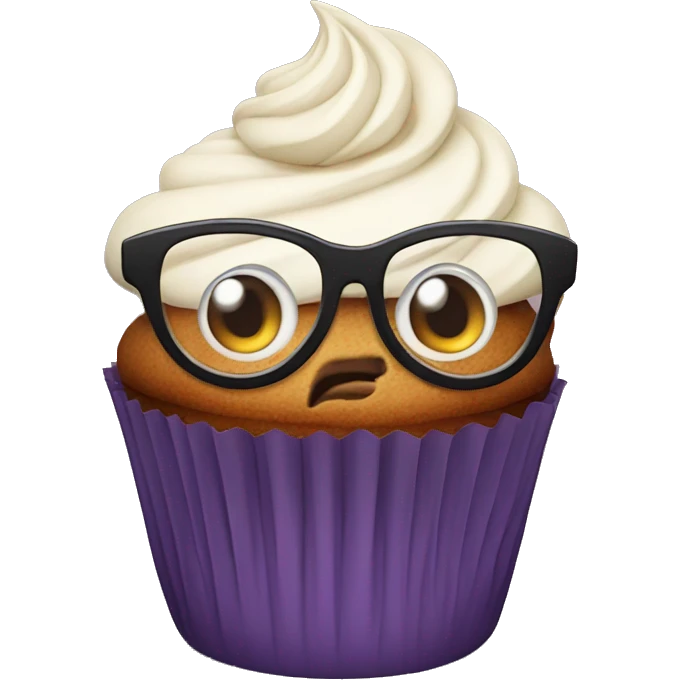 Cupcake with eyes and glasses  emoji