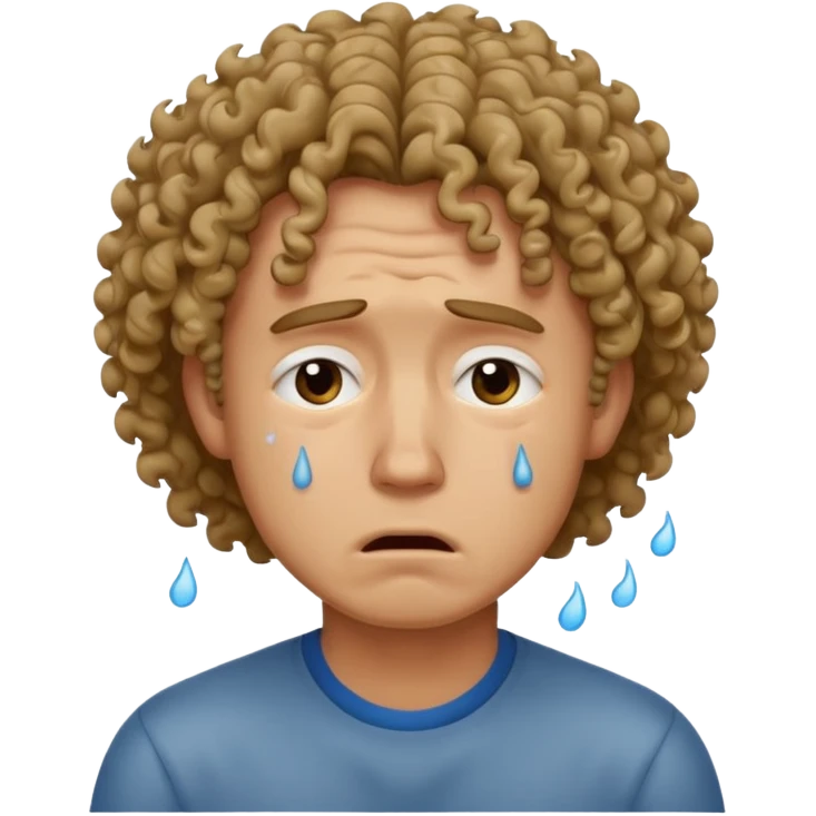 man crying with curly hair emoji