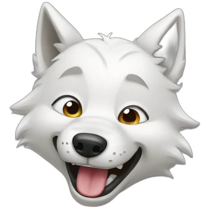 White wolf giggling emoji