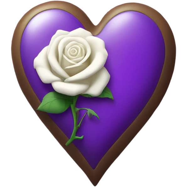 Purple heart with a white rose inside emoji