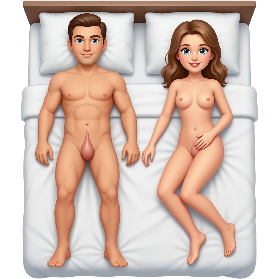Men and Girl naked making sex bedroom Lying down pênis in Girl. emoji
