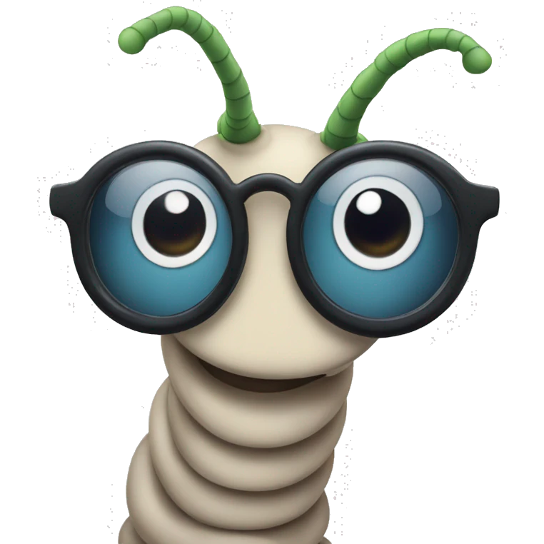 Worm wearing glasses emoji