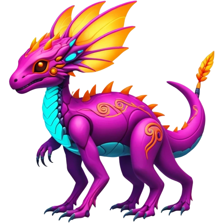 Exotic futuristic lush warm-colored neon Fakémon-creature (full body) emoji
