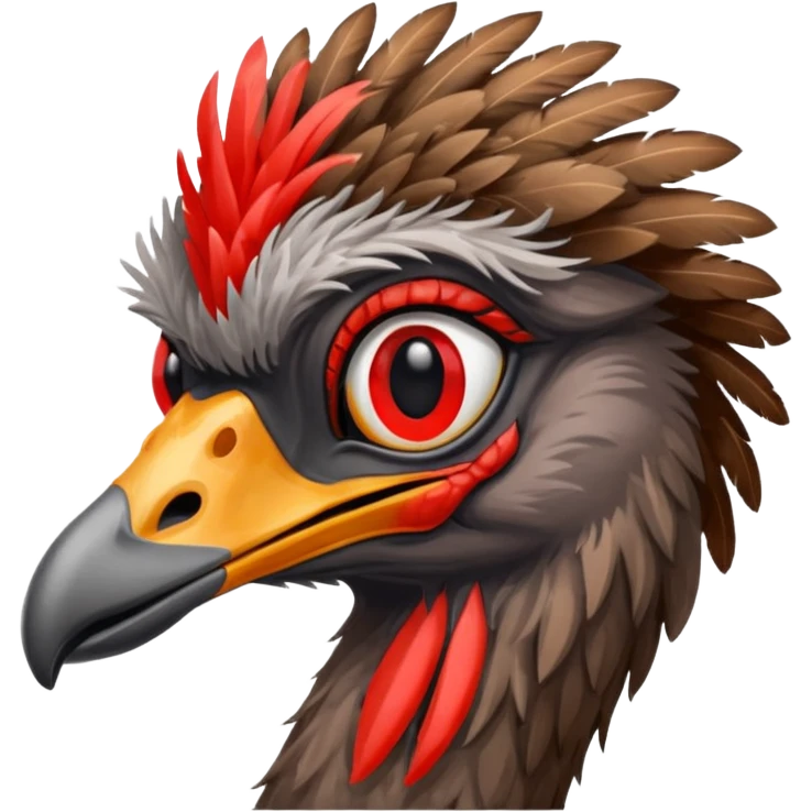 Emu head and neck with red eyes emoji