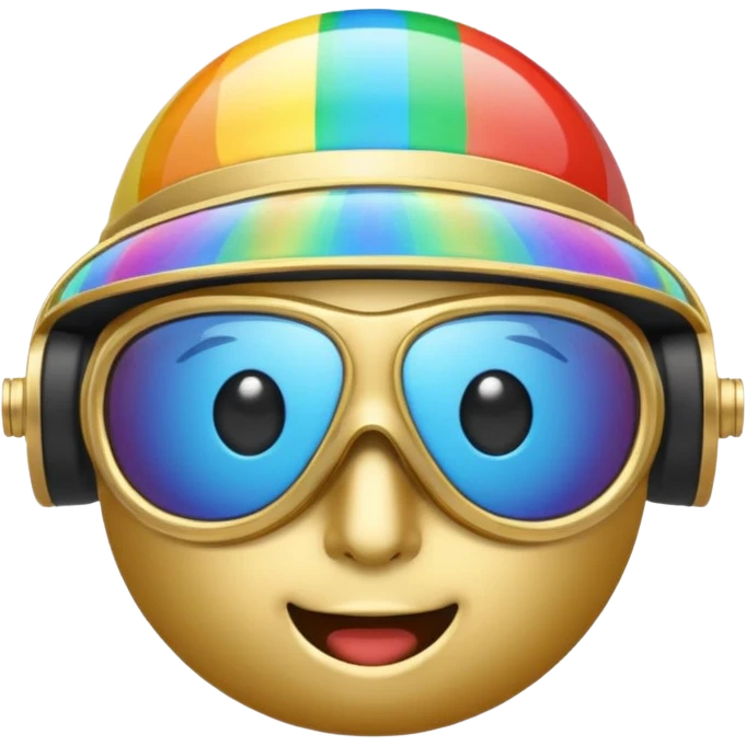 gold simulation rainbow visor Earth goggles emoji