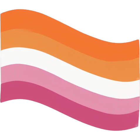 lesbian pride flag with seven horizontal stripes: dark orange, orange, light orange, white, pink, dusty pink, and dark rose. emoji