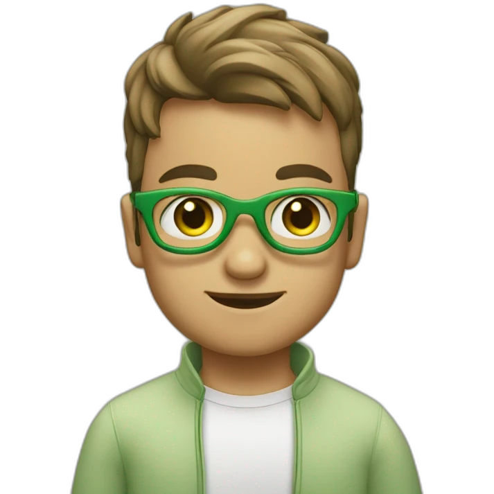 Garçon yeux vert lunettes emoji