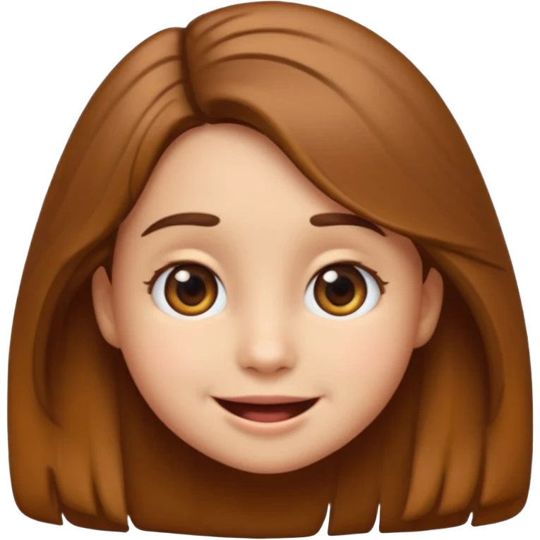 EMOJI IOS SOLO CARA NIÑA 3 AÑOS PELO LARGO, ONFULADO, MARRON, Y OJOS MARRONES. SONRIENDO, SIN CUELLO Y FONDO TRANSPARENTE emoji