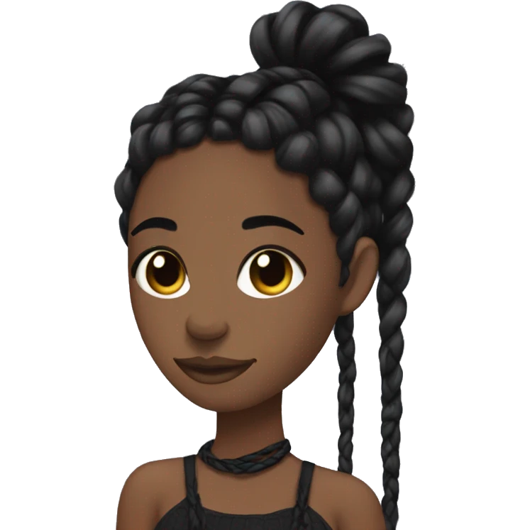 Black girl with black braids tied up. Aesthetic with a clean girl mask, doing her self-care. emoji