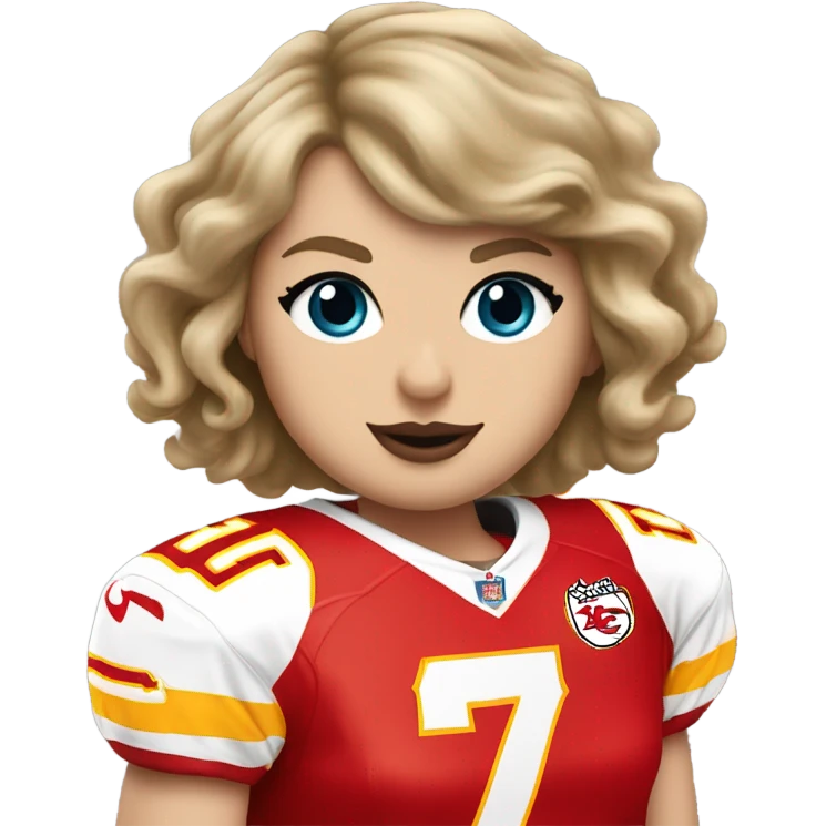 Taylor swift wearing a Kansas City chiefs jersey, in the number 87 emoji