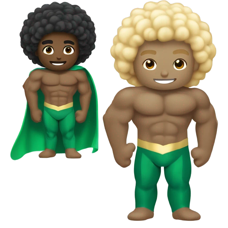 Afro Light-skinned shirtless teenager while swimming in the green superhero costume of Prince Namor. emoji