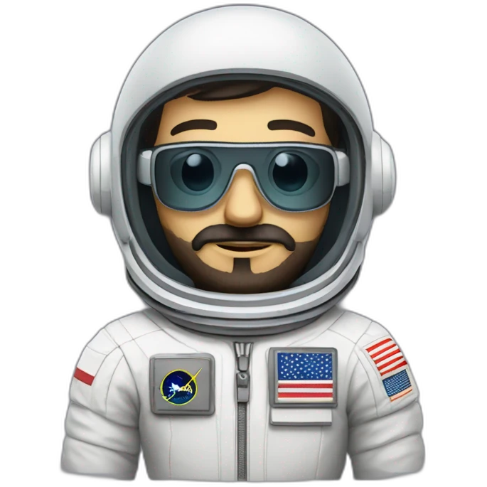 caucasian astronaut with black beard and white glasses emoji
