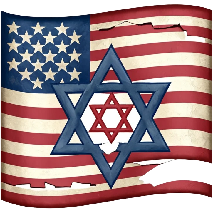 United States flag with a swastika symbol and star of david symbol on the flag emoji